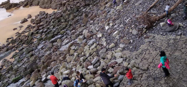 Una playa con huellas de dinosaurio en Asturias fascina Una playa con huellas de dinosaurio en Asturias fascina